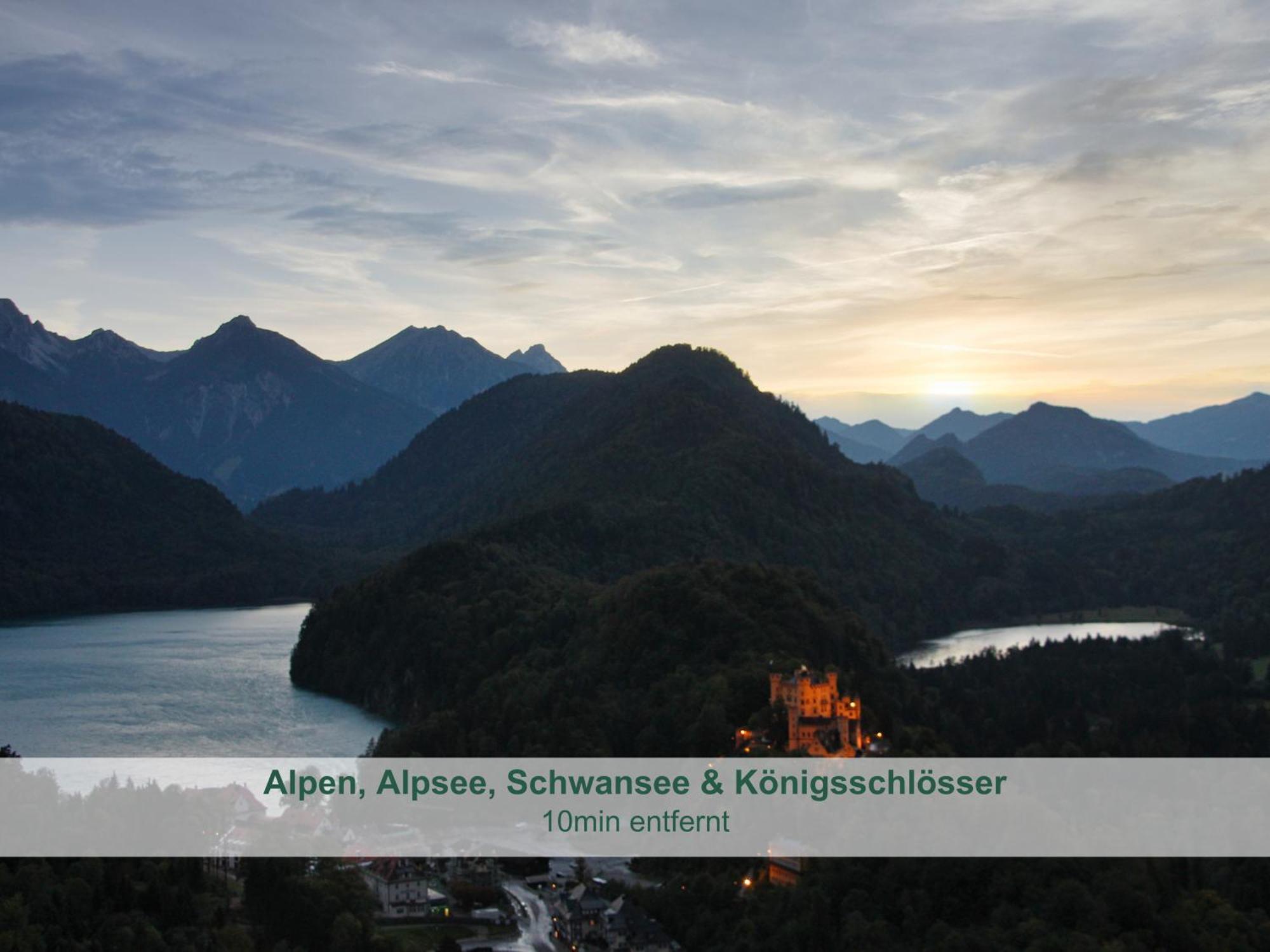 Chalet - Ferienwohnungen - Biohof Stoeger - Panoramasuedbalkon - Grandiose Aussicht Auf See, Berge Und Schloss Neuschwanstein Rieden Extérieur photo
