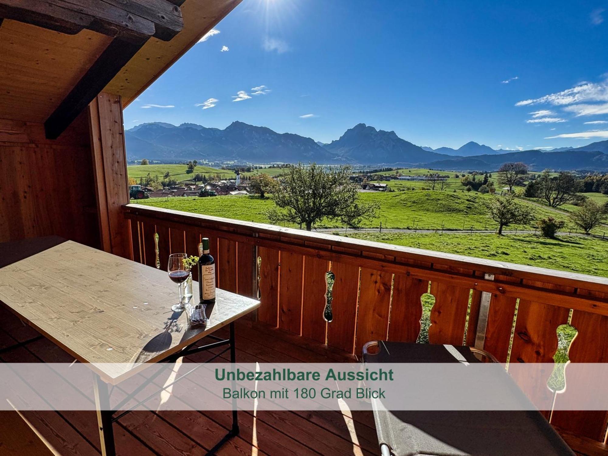 Chalet - Ferienwohnungen - Biohof Stoeger - Panoramasuedbalkon - Grandiose Aussicht Auf See, Berge Und Schloss Neuschwanstein Rieden Extérieur photo